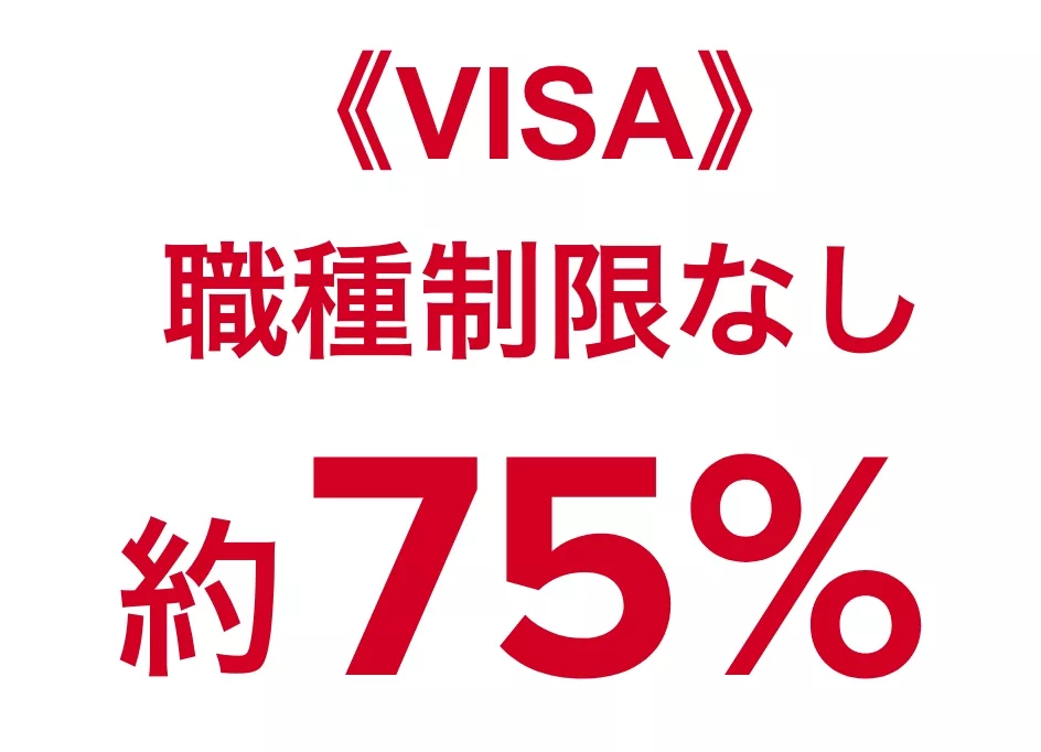 《VISA》職種制限なし　約75%